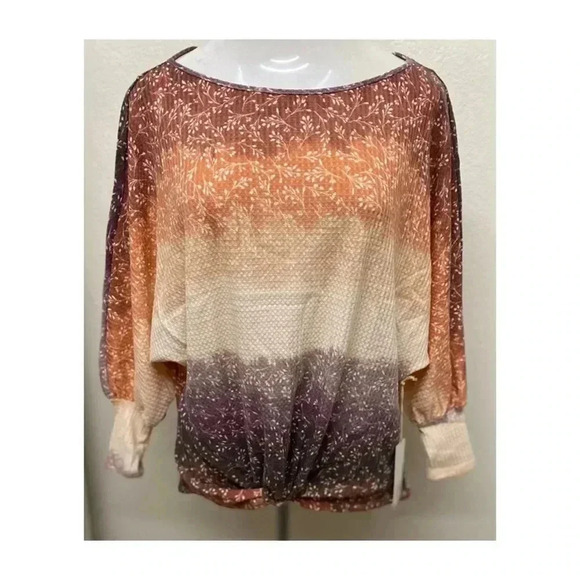 🆕South River Marsala Ombré Leaf Twist-Front Boatneck Top M🆕 - Picture 3 of 8